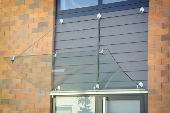 Modern Residential Glass Entrance Door Canopy Steel Brackets