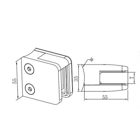 UNIKIM Balustrade System Glass Railing Clamp Fittings Square Glass Clamp For Balustrade