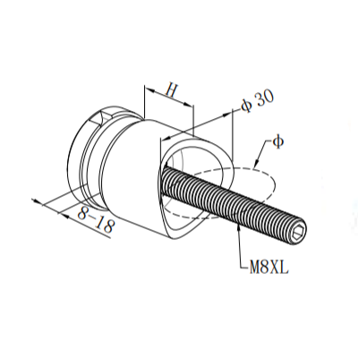 Glass Balustrade Adjustable Standoff Metal Rail Frameless Glass Bracket Radian Stand Off