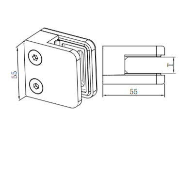 UNIKIM Balustrade System Square Hardware Stainless Steel Glass Clamp