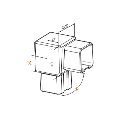 UNIKIM Premium Quality Stainless Steel 2 Way Square T Tube Corner Connectors For Railing