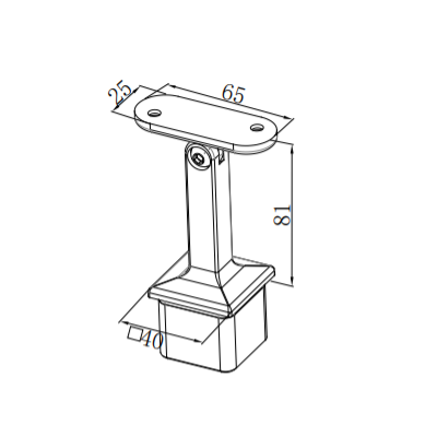 UNIKIM Hot Sale Square Bar Tube Bracket For Stainless Steel Handrail