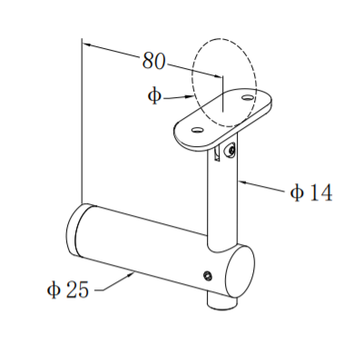 UNIKIM Stainless Steel Wall Mounted Exterior Handrail Railing Support Bracket