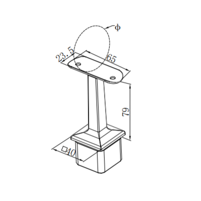 UNIKIM China Factory of Stainless Adjustable Handrail Bracket Square Steel Tube Connector