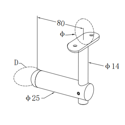 UNIKIM Stainless Steel Metal Indoor Black Modern Handrail Mounting Bracket