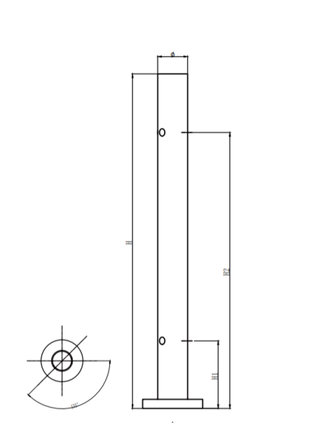 UNIKIM Stainless Steel Modern Metal Pole 135 Degree Railing Balustrade Post