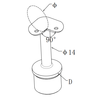 UNIKIM Stainless Steel Adjustable 135 Degree Stainless Vertical Handrail Brackets/ Stainless Steel Balustrade Handrail Bracket
