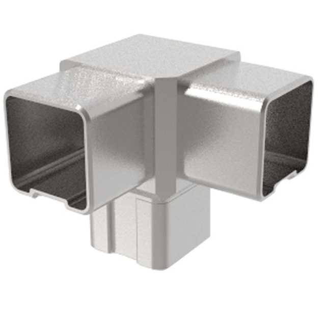 UNIKIM Stainless Steel Modern Glass Stairs Railing 3 Way Connector Square Tube