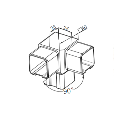 UNIKIM Stainless Steel Modern Glass Stairs Railing 3 Way Connector Square Tube