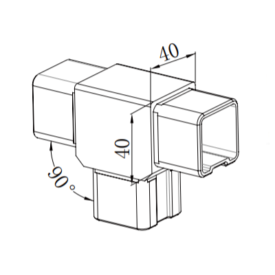 UNIKIM Inox 3 Way Square Stainless Steel Handrail Pipe Tube Joint Connectors For Handrail
