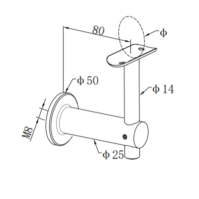 UNIKIM Stainless Steel Handrail Heavy Rremovable Stair Handrail Bracket 