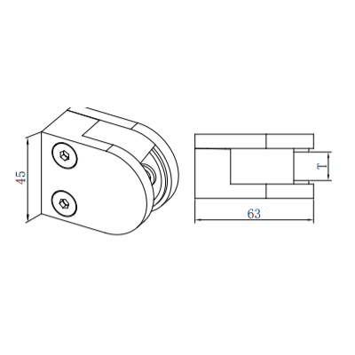 UNIKIM Hot Selling Casting Stainless Steel Glass To Wall U Clamp Balustrade ＆ Handrail