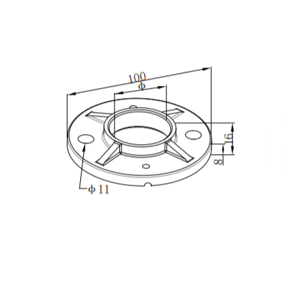Custom Heavy Duty Fence Post Base Handrail Floor Flange