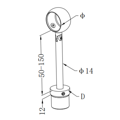 UNIKIM Adjustable Stair Stainless Steel Square Round Glass Mount Handrail Bracket