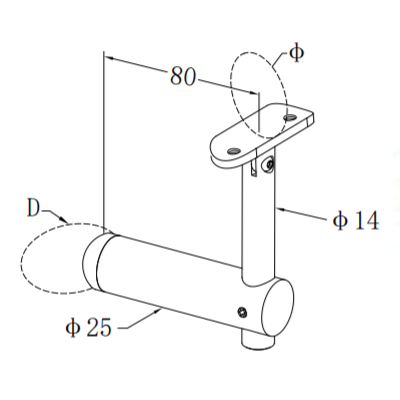UNIKIM Stainless Steel Adjustable Handrail Fittings Wall Mounting Handrail Bracket Design for Stair