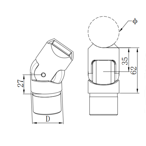 UNIKIM Stainless Steel Adjustable Angle Handrail Tube Connector SS Balustrade Pipe Elbows