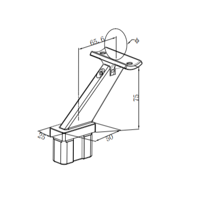 UNIKIM Stainless Steel Metal Indoor Square Modern Handrail Mounting Bracket