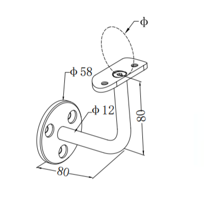 UNIKIM China Factory High Quality 316/304 Handrail Hand Railing Bracket For Wall Bracket