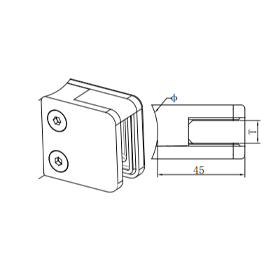 UNIKIM Zinc Alloy Glass Railing Clamp Fittings Square Glass Clamp For Balustrade